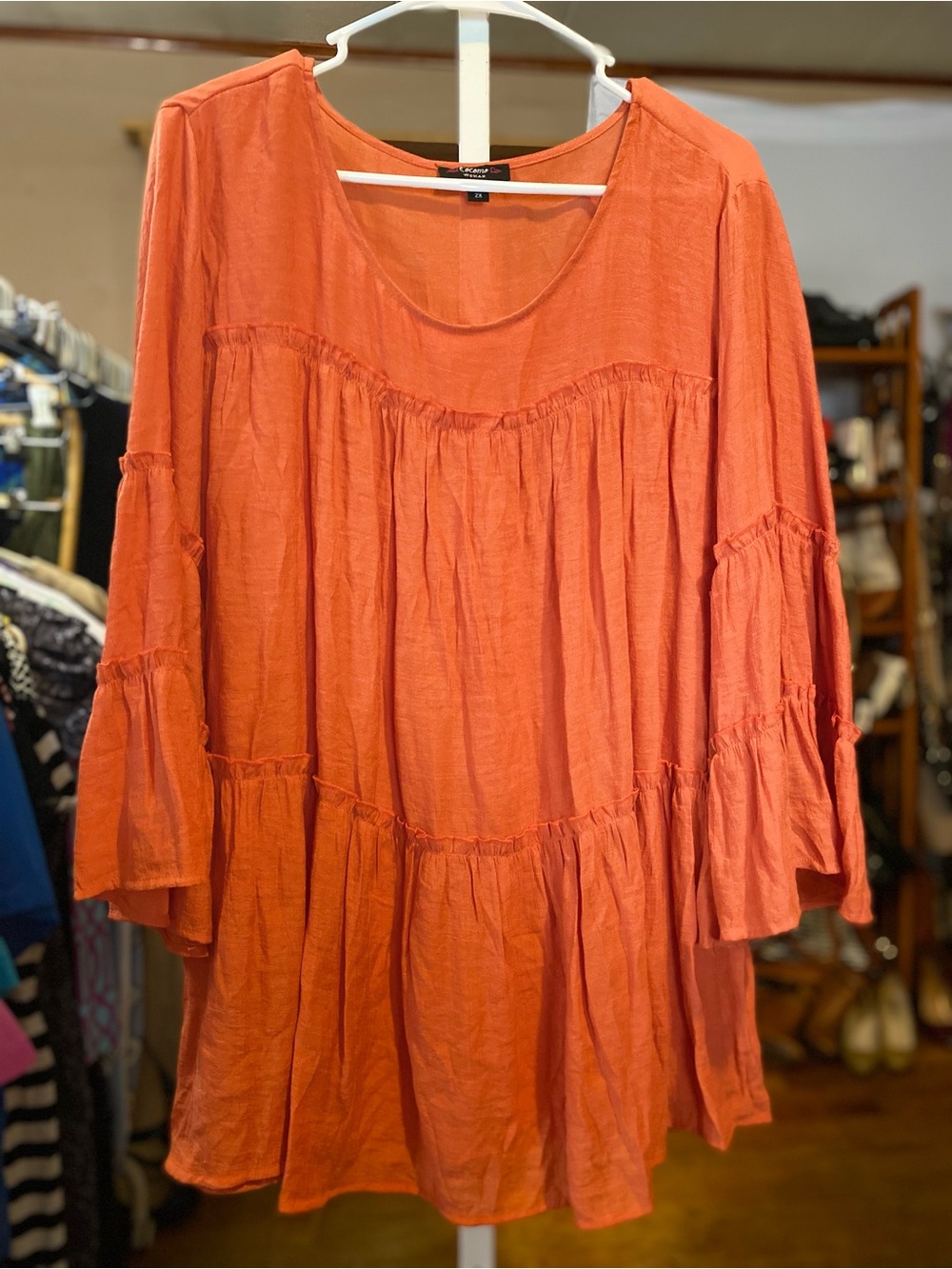 Cocomo Burnt Orange Tiered Peasant Tunic - Picture 1 of 4